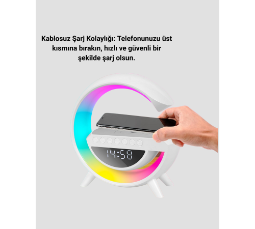 Kablosuz Şarjlı LED Masa Lambası Çalar Saat ve Beyaz Gürültü Özellikli Kablosuz Şarjlı LED Masa Lambası Çalar Saat ve Beyaz Gürültü Özellikli