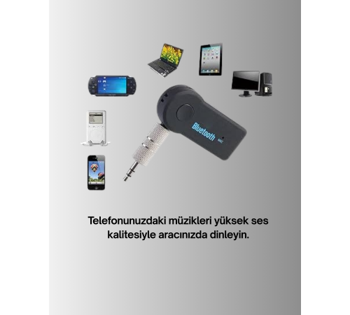 Araç İçi Bluetooth AUX Müzik ve Telefon Görüşmesi Adaptörü