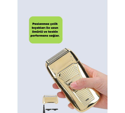 Altın Kaplama Kablolu Erkek Tıraş Makinesi Favori Aparatlı