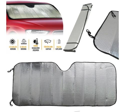 Araç Ön Cam Güneşlik UV ve Isı Koruma Katlanabilir Toyota Corolla Skoda Superb Dacia Duster Ford Focus