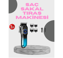 Profesyonel Saç Kesme Makinesi – 2000 mAh Şarjlı, LCD Ekranlı