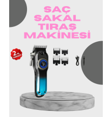 Profesyonel Saç Kesme Makinesi – 2000 mAh Şarjlı, LCD Ekranlı