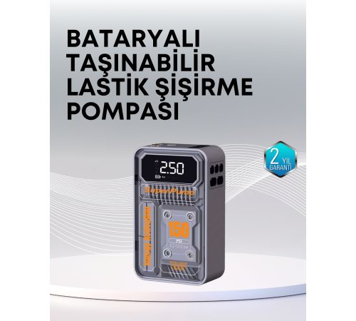 150 PSI Kablosuz Dijital Ekranlı Taşınabilir Araç Lastik Pompası