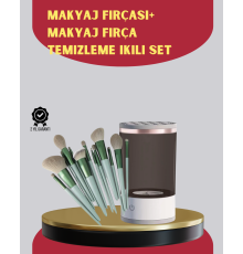Profesyonel 13’lü Makyaj Fırçası + USB Fırça Temizleyici İkili Set