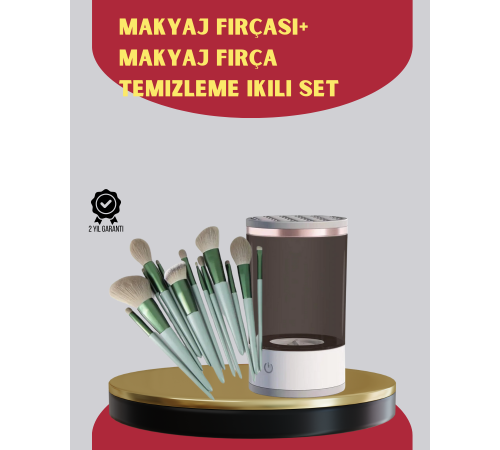Profesyonel 13’lü Makyaj Fırçası + USB Fırça Temizleyici İkili Set