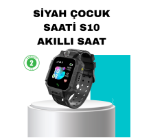 S10 Siyah Akıllı Çocuk Saati Konum Takip ve Güvenlik Özellikli