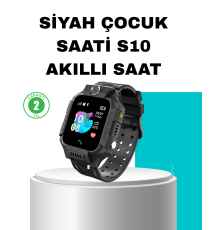 S10 Siyah Akıllı Çocuk Saati Konum Takip ve Güvenlik Özellikli