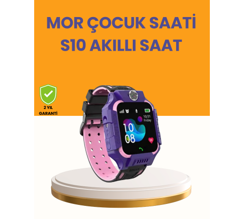 S10 Mor Akıllı Çocuk Saati Konum Takip ve Güvenlik Özellikli
