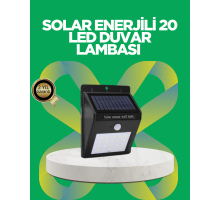 Solar Enerjili 20 LED Hareket Sensörlü Duvar Lambası