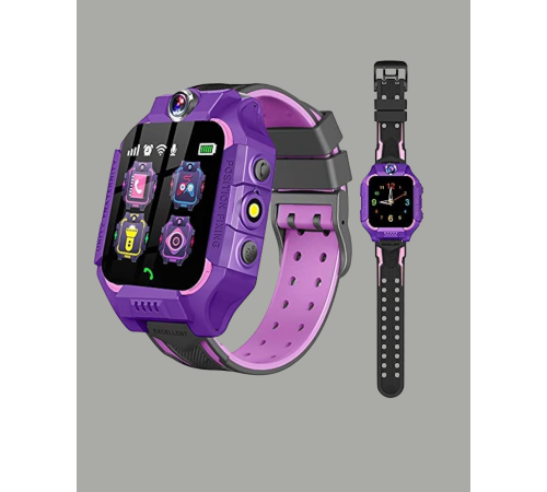 S10 Akıllı Çocuk Saati Mor Tasarım Adımsayar ve Alarm Fonksiyonlu