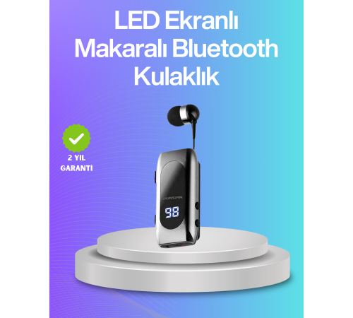 Bluetooth 5.2 Klipsli Kablosuz Kulaklık – Dijital Ekran & Titreşimli Uyarı