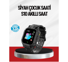 S10 Akıllı Çocuk Saati Siyah Model Çift Yönlü Konuşma ve SOS