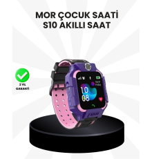 S10 Akıllı Çocuk Saati Mor Model Çift Yönlü Konuşma ve SOS Fonksiyonu