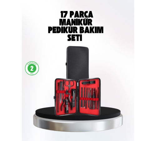 El ve Ayak Bakım Seti 17 Parça Taşınabilir Deri Çantalı Manikür Seti
