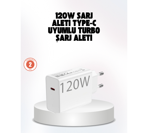 120W Güçlü Hızlı Şarj Adaptörü ve Type-C Kablo Seti – Güvenli Şarj Teknolojisi
