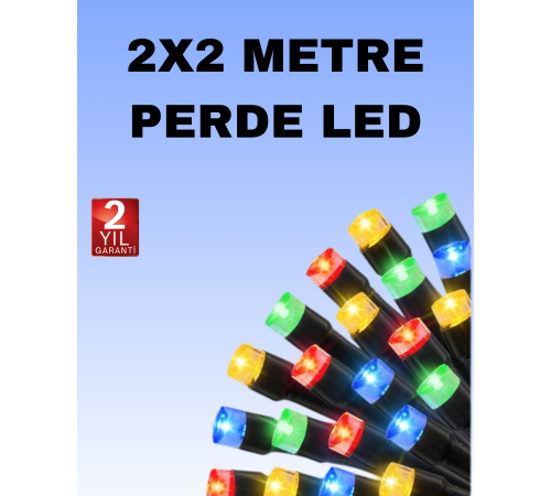 Noel ve Parti Dekorasyonu İçin 2x2 LED Perde Işık – 8 Fonksiyonlu