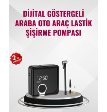 Kompakt Tasarımlı LED Işıklı Taşınabilir Hava Kompresörü