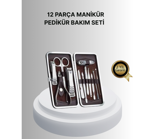 Profesyonel Tırnak Bakım Seti Çelik Aletli Şık Deri Çantalı