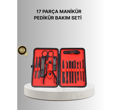 Şık Kutu Tasarımlı 17 Parça Manikür Pedikür Seti Dayanıklı ve Hijyenik