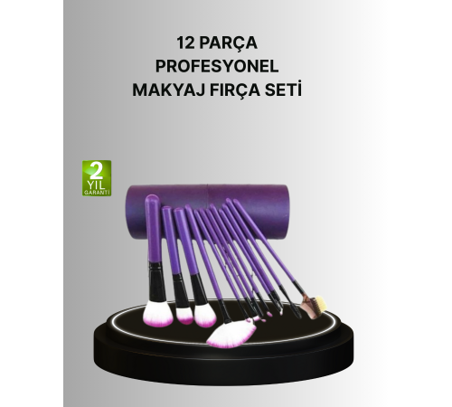 12’li Makyaj Fırça Seti Fondöten Allık Far Karıştırma İçin Tam Uyumlu