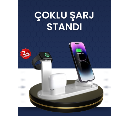 Modern Tasarımlı Çok Fonksiyonlu Kablosuz Şarj Standı Modern Tasarımlı Çok Fonksiyonlu Kablosuz Şarj Standı