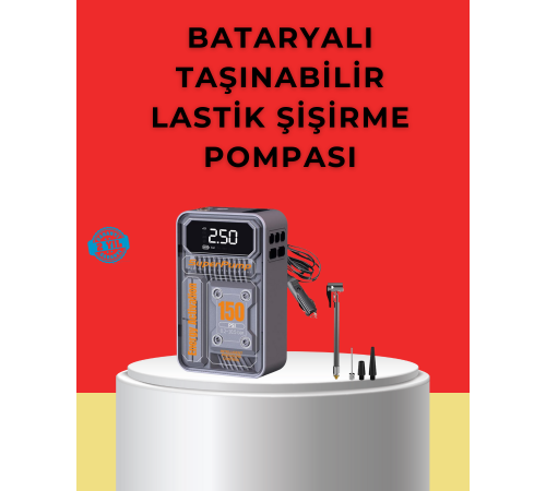 Hızlı Şişirme Güçlü Motorlu 150 PSI Araba Lastik Pompası Hızlı Şişirme Güçlü Motorlu 150 PSI Araba Lastik Pompası