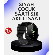 S10 Akıllı Çocuk Saati Siyah Tasarım Adımsayar ve Alarm Fonksiyonu