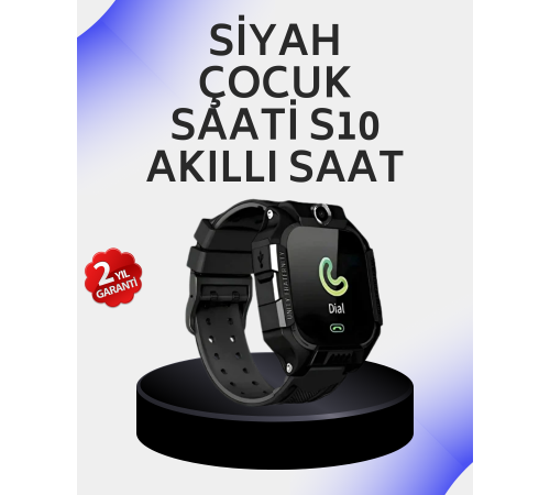S10 Akıllı Çocuk Saati Siyah Tasarım Adımsayar ve Alarm Fonksiyonu