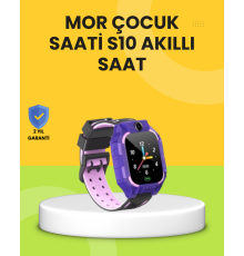 S10 Akıllı Çocuk Saati Mor Tasarım Adımsayar ve Alarm Fonksiyonlu