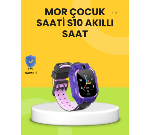 S10 Akıllı Çocuk Saati Mor Tasarım Adımsayar ve Alarm Fonksiyonlu