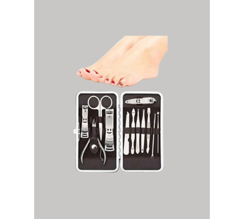 Özel Deri Çantalı 12 Parça Manikür Pedikür Bakım Seti Paslanmaz Çelik
