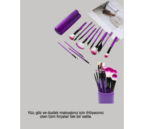 12’li Profesyonel Makyaj Fırça Seti Ultra Yumuşak Sentetik Kıllı