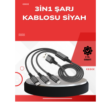 Dayanıklı Metal Başlıklı 3’ü 1 Arada Şarj Kablosu – Tüm Cihazlarla Uyumlu