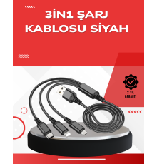 Dayanıklı Metal Başlıklı 3’ü 1 Arada Şarj Kablosu – Tüm Cihazlarla Uyumlu