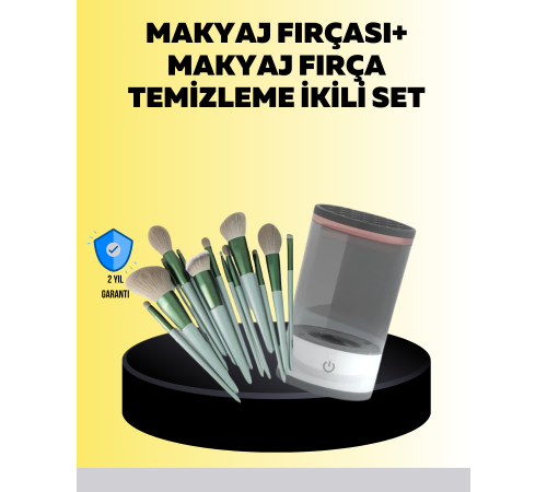 Hijyenik Makyaj İçin 13’lü Fırça Seti ve Elektrikli Temizleyici Hijyenik Makyaj İçin 13’lü Fırça Seti ve Elektrikli Temizleyici
