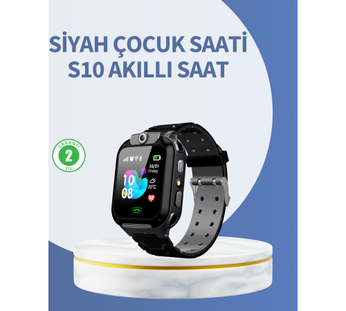 S10 Siyah Akıllı Çocuk Saati Anlık Konum Takibi ve Rota Geçmişi