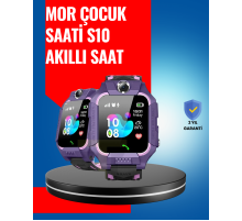 S10 Mor Akıllı Çocuk Saati Geçmiş Konum ve Acil Durum Uyarılı