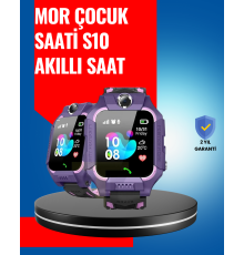 S10 Mor Akıllı Çocuk Saati Geçmiş Konum ve Acil Durum Uyarılı