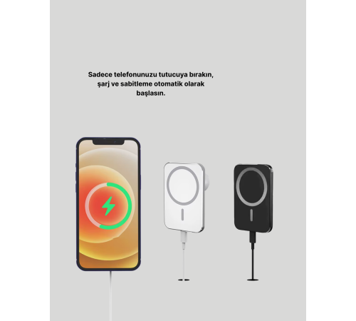 iPhone Serileri ile Uyumlu MagSafe Manyetik Araç Telefon Tutucu ve Şarj Cihazı