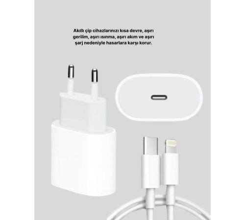 iPhone ve iPad Uyumlu 20W Güvenli USB-C Hızlı Şarj Adaptörü