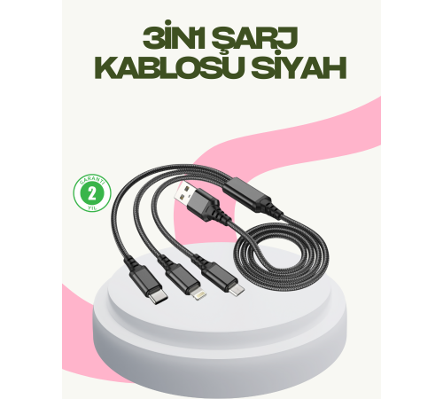 Hızlı Şarj Destekli Çoklu Şarj Kablosu – Seyahat ve Günlük Kullanım