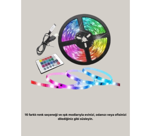 Smart Şerit LED Kumandalı USB Enerjili Suya Dayanıklı Dekoratif Aydınlatma