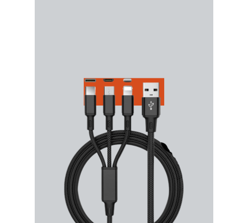 3’ü 1 Arada Hızlı Şarj Kablosu – iOS Android Type-C Uyumlu