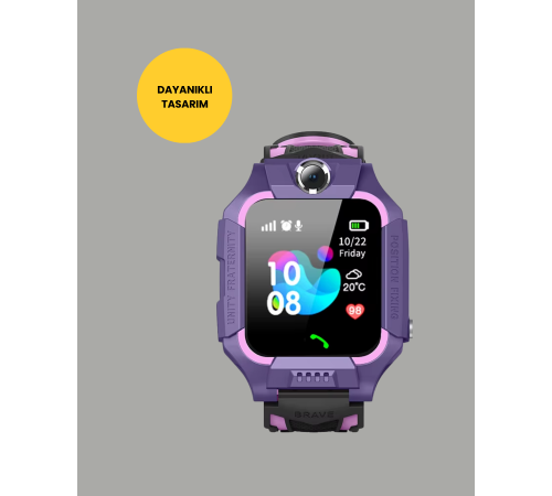 S10 Akıllı Çocuk Saati Mor Model Çift Yönlü Konuşma ve SOS Fonksiyonu