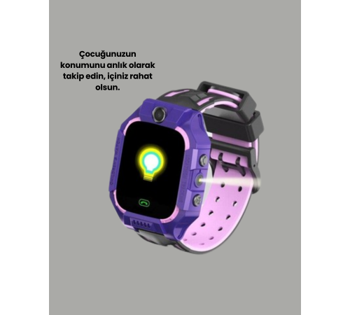 S10 Akıllı Çocuk Saati Mor Model Çift Yönlü Konuşma ve SOS Fonksiyonu