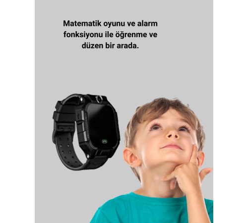 S10 Siyah Çocuk Takip Saati Güvenli Alan Uyarısı ve Sesli Mesaj