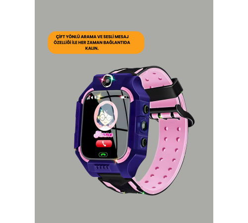 S10 Mor Çocuk Takip Saati Elektronik Bariyer ve Sesli Mesaj Destekli