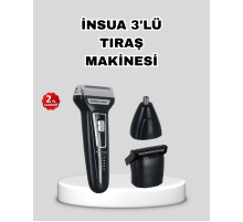İnsua 3’lü Tıraş Makinesi – 3 Farklı Kesim Başlığı, Güçlü Motor, 60 Dakika Kullanım
