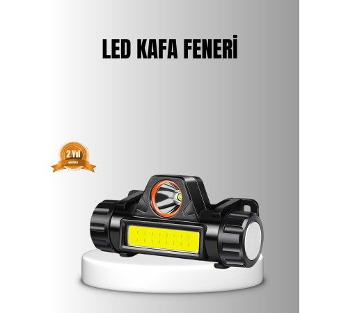 Şarjlı LED Kafa Feneri – Çift Fonksiyonlu, 200LM Işık Gücü, IP44 Suya Dayanıklı