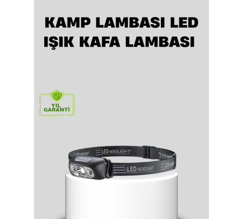 Şarjlı LED Kafa Feneri | 4 Modlu Akıllı Sensörlü Far | Su Geçirmez IPX5 Kamp ve Balıkçı Lambası